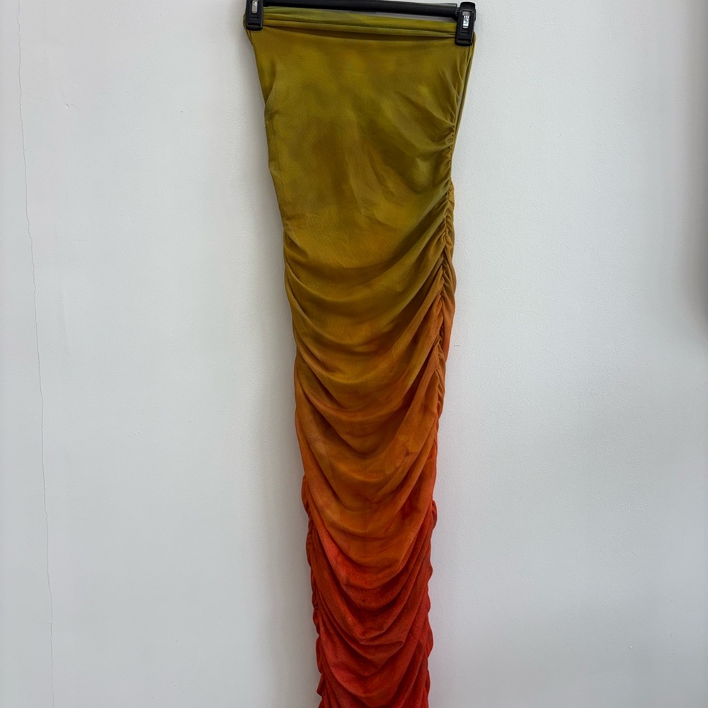 Fashion Nova Olive and Orange Maxi Dress